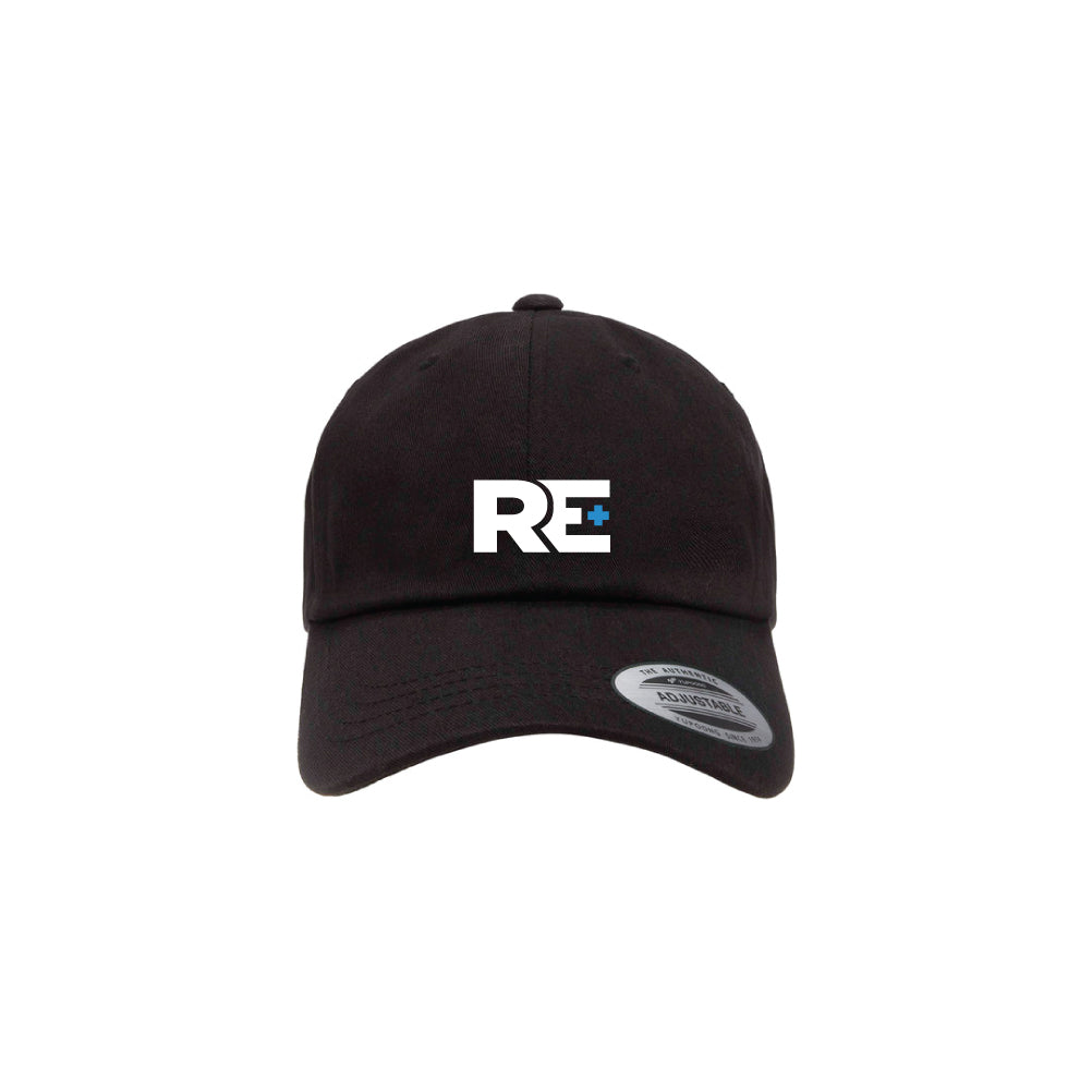 RE+ Black Low-Profile Adjustable Twill Hat