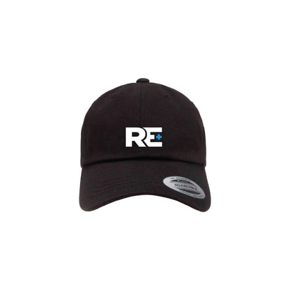 RE+ Black Low-Profile Adjustable Twill Hat