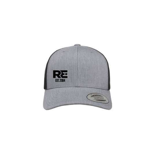RE+ Heather Gray/Black Snapback Trucker Hat